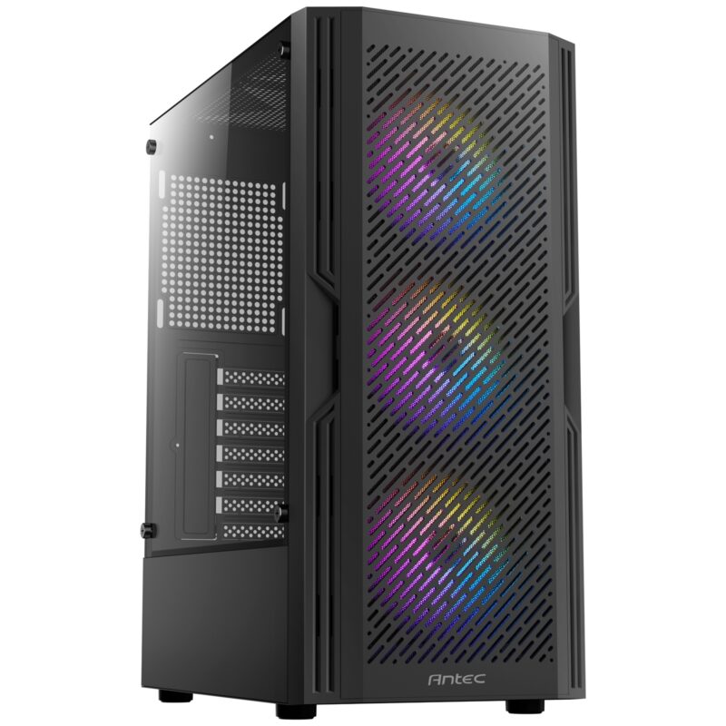 Antec AX20 Tempered Glass Mid Tower Case with RGB Fans - Black