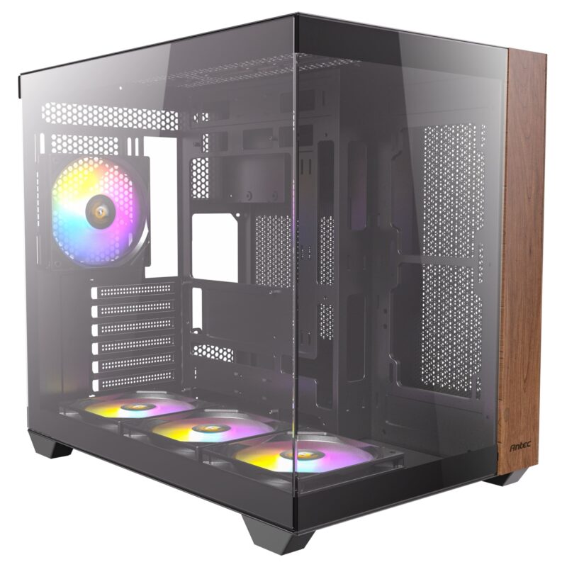 Antec CX800 Wood ARGB Mid-Tower Case with 270° Panoramic View Tempered Glass & USB Type-C - Wood