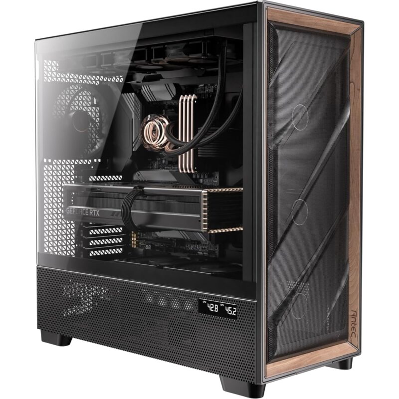 Antec Flux PRO Full Tower PC Case with Tempered Glass - Black/Wood