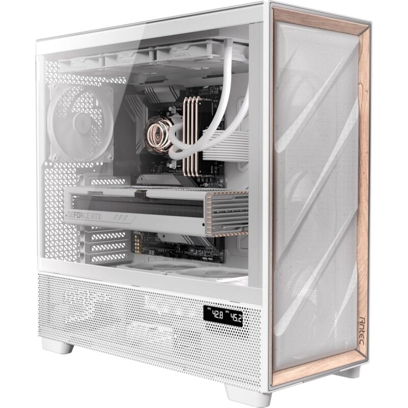 Antec Flux PRO Full Tower PC Case with Tempered Glass - White/Wood