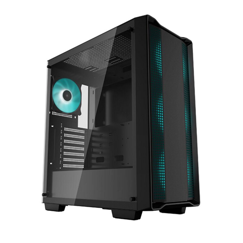 DeepCool CC560 V2 Mid Tower Case with Tempered Glass & Blue Led Fans - Black