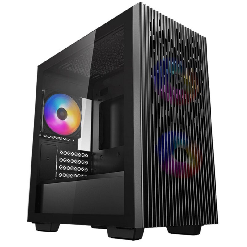 DeepCool MATREXX 40 3FS Micro Tower Case with Tempered Glass & LED Fans - Black