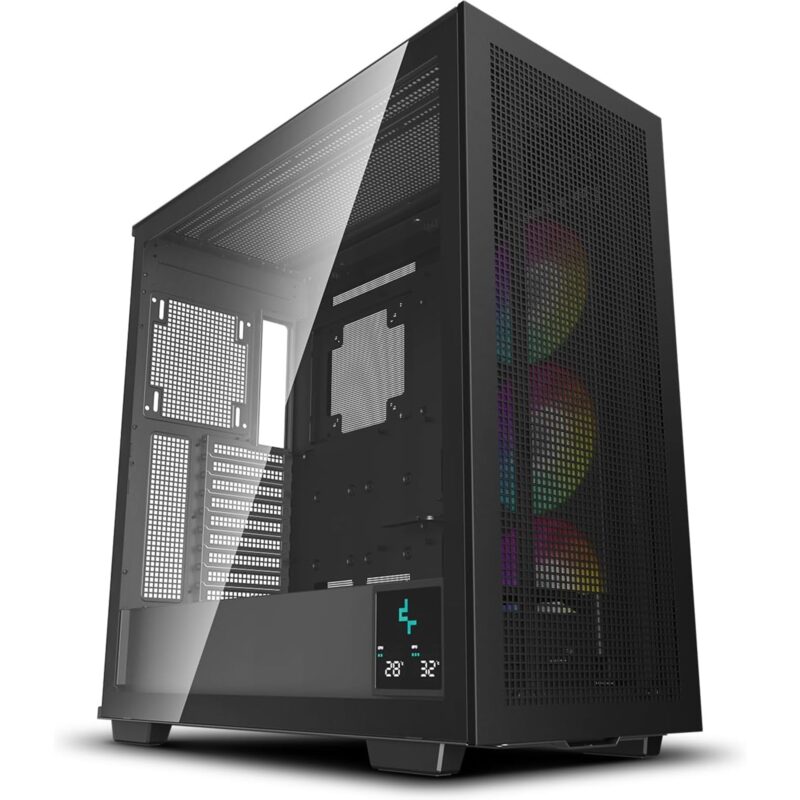 DeepCool Morpheus Full Tower Case wit Tempered Glass & ARGB Side Fans - Black