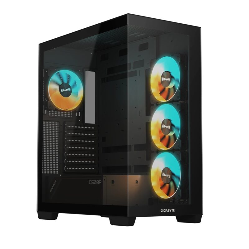 Gigabyte C500 Panoramic Stealth RGB Mid Tower Case with Tempered Glass & Stealth Motherboard Compatibility  - Black