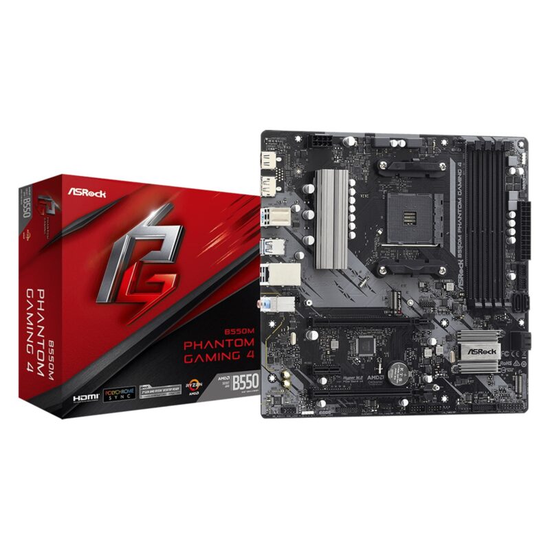 ASRock B550M Phantom Gaming 4 AMD AM4 Socket Micro-ATX Motherboard