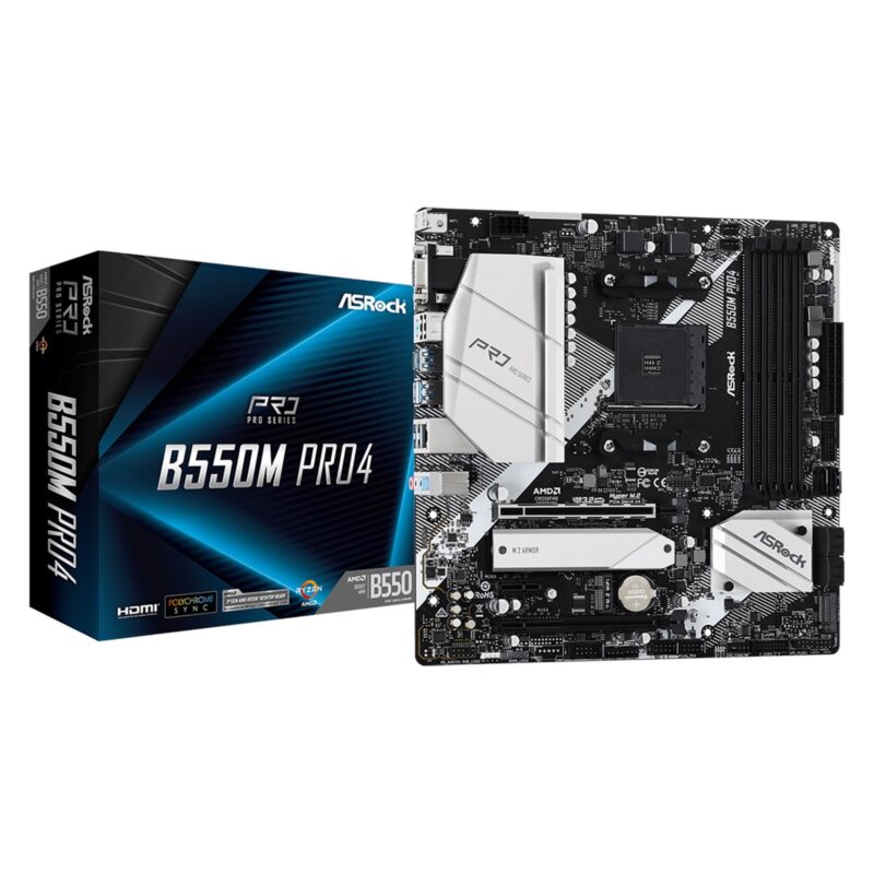 ASRock B550M Pro4 AMD AM4 Socket Micro-ATX Motherboard