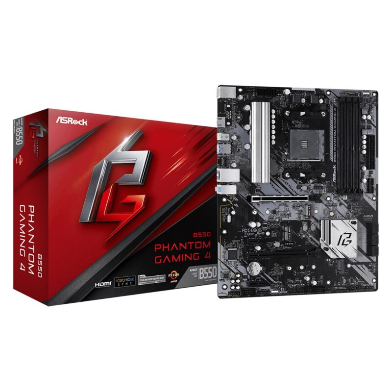 ASRock B550 Phantom Gaming 4 AMD AM4 Socket ATX Motherboard