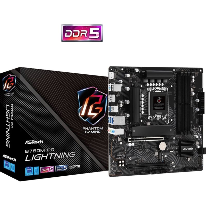 ASRock B760M PG Lightning Intel 1700 Socket Micro-ATX Motherboard