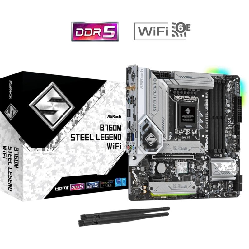 ASRock B760M Steel Legend WiFi Intel 1700 Socket Micro-ATX Motherboard