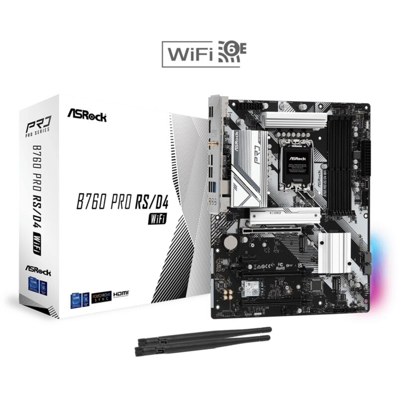 ASRock B760 Pro RS/D4 WiFi Intel 1700 Socket ATX Motherboard