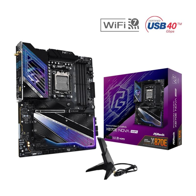 ASRock X870E NOVA WIFI PHANTOM GAMING AMD AM5 Socket ATX Motherboard