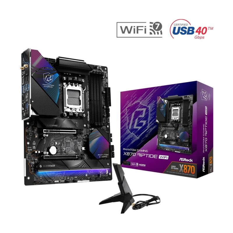 ASRock X870 RIPTIDE WIFI PHANTOM GAMING AMD AM5 Socket ATX Motherboard