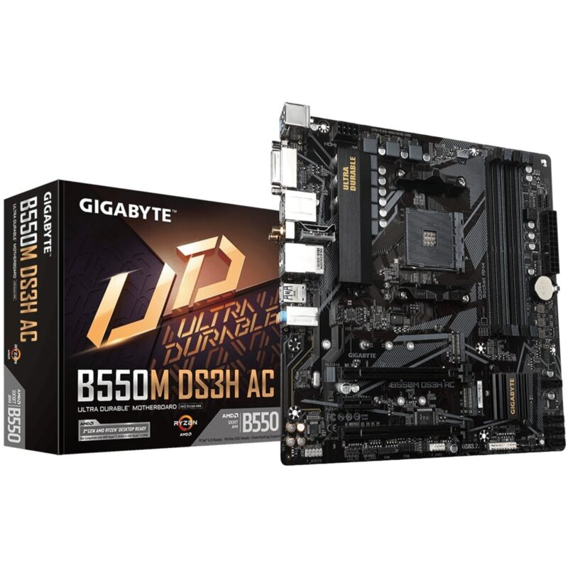 Gigabyte B550M DS3H AC Ultra Durable AMD AM4 Socket Micro-ATX Motherboard