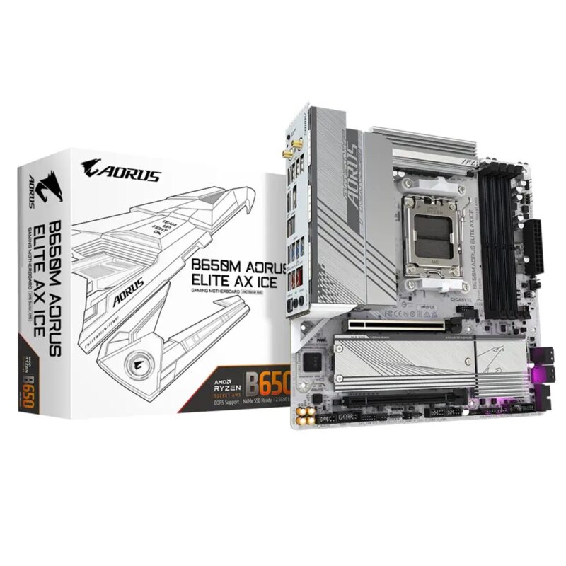 Gigabyte B650M AORUS ELITE AX ICE AMD AM5 Socket Micro-ATX Motherboard