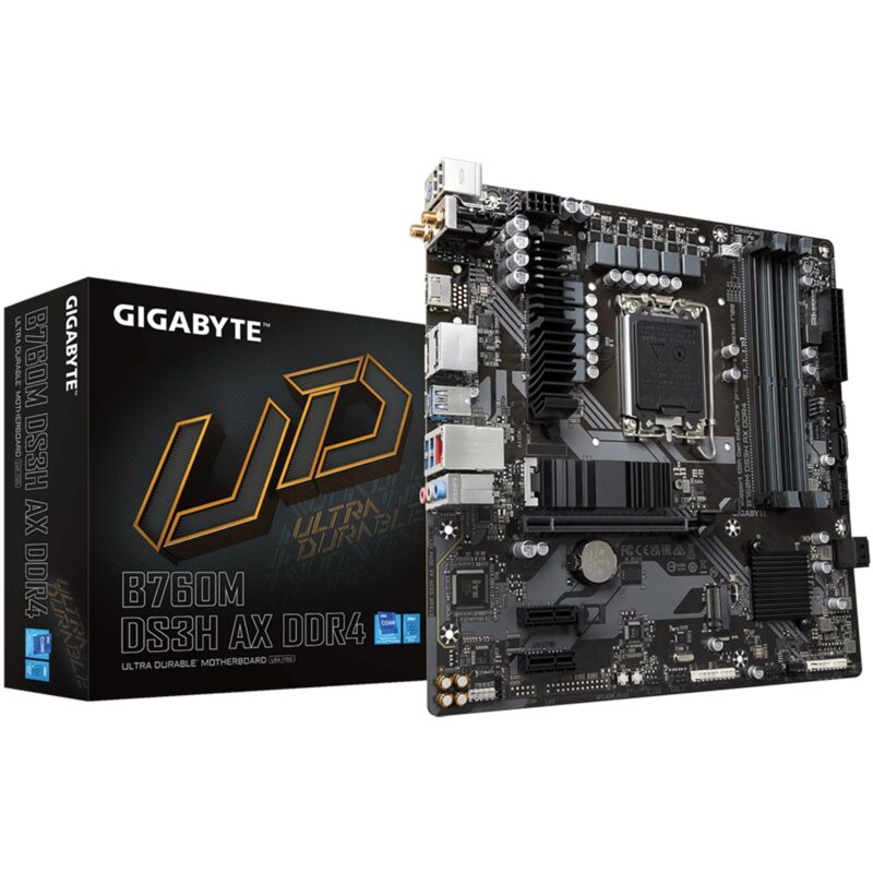 Gigabyte B760M DS3H AX DDR4 Ultra Durable Intel 1700 Socket Micro-ATX Motherboard