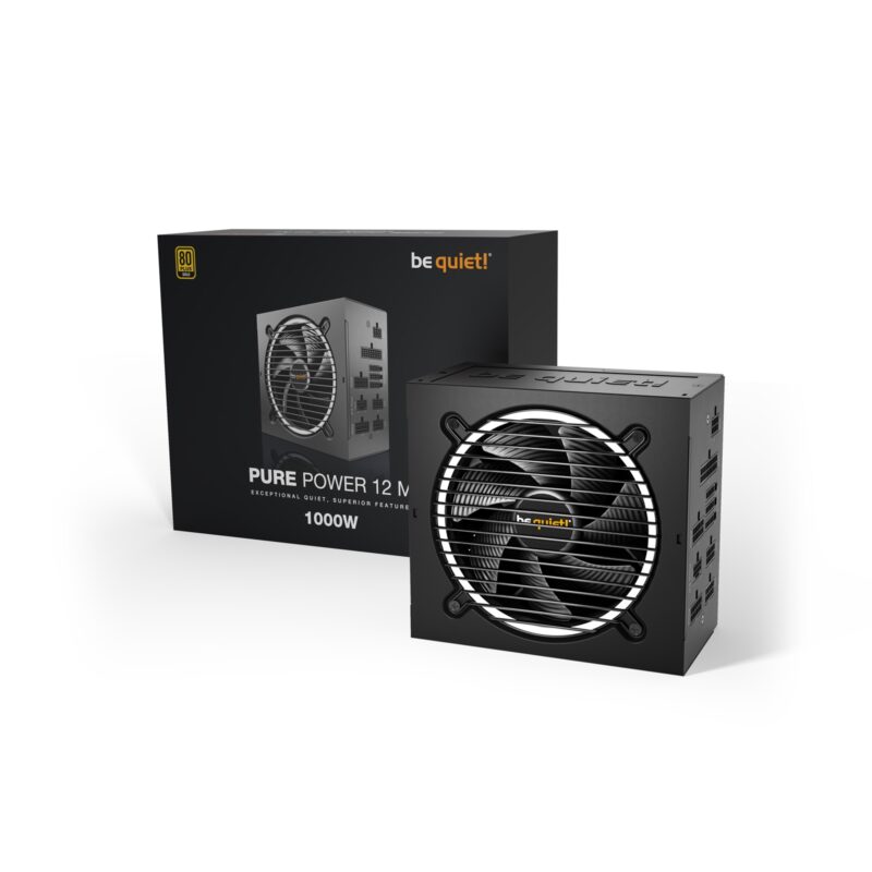 be quiet! Pure Power 12 M 1000W PSU, 80 PLUS Gold, Exceptionally Quiet 120mm Fan, ATX 3.0, 10 Year Warranty