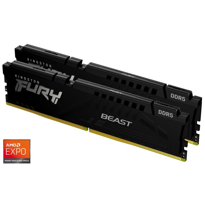 Kingston FURY Beast KF556C36BBEK2-32 32GB (2x16GB) System Memory, 5600MT/s, DDR5, CL36, DIMM, Black, AMD EXPO Certified