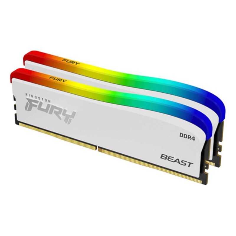 Kingston FURY Beast 16GB (2 x 8GB), DDR4, 3200 MHz, Single-rank Memory, White, DIMM, RGB