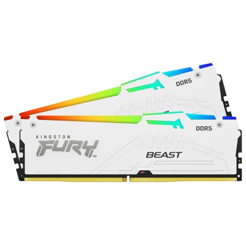 Kingston FURY Beast White RGB Kit, 32 GB (2 x 16GB), DDR5, 5600MHz, Unbuffered, 288-pin, DIMM, CL36, 1.25v