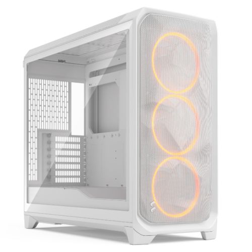 Fractal Design Meshify 3 XL (White RGB TG Clear) w/ Clear Window, E-ATX, Mesh Front, 3x RGB Fans, USB-C 20Gbps